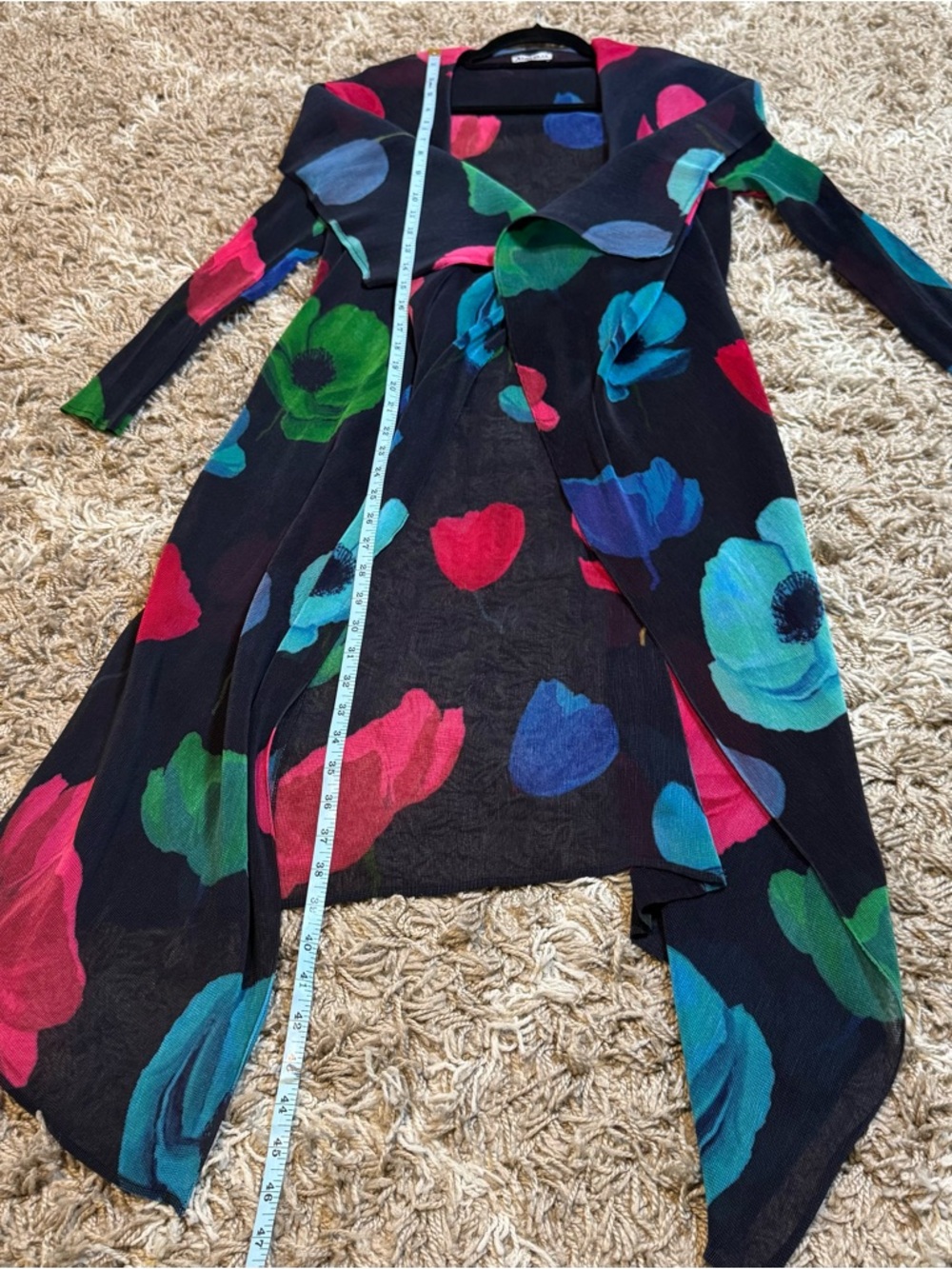 NWOT Alquema Collare Coat Pleated Jacket in Black Valley Print One Size - Picture 12 of 15